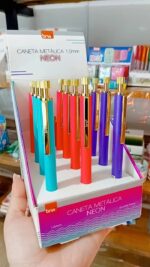 CANETA METÁLICA NEON - PRETA