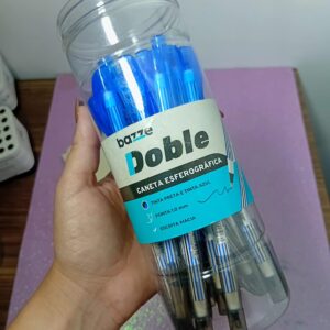 CANETA ESFEROGRÁFICA DOBLE 2EM1 PRETA E AZUL