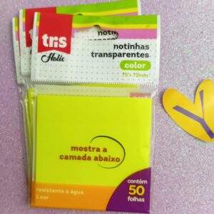 BLOCO ADESIVO TRANSPARENTE AMARELO